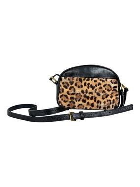 J CREW Devon Camera Leopard Calf Hair Leather Crossbody Bag